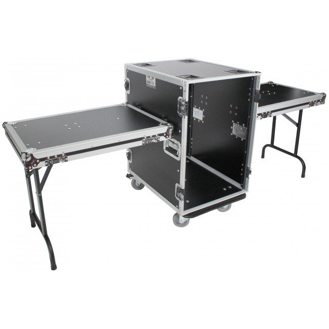 PRO X T-16RSS24WDST 16U Space Amp Rack Mount ATA Flight Case | 24" Depth | Incl. 2x Side Tables and Casters