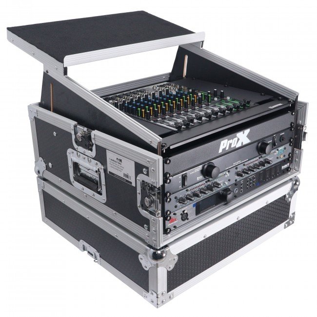 ProX T-4MRLT MK2 4U Vertical Rack Mount Flight Case with 10U Top for Mixer Combo Amp Rack with Laptop Shelf - view 2