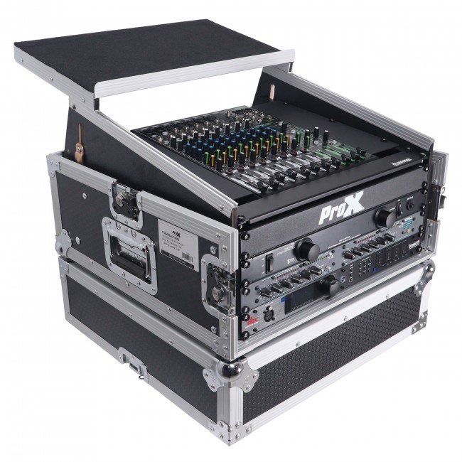 ProX T-4MRLT MK2 4U Vertical Rack Mount Flight Case with 10U Top for Mixer Combo Amp Rack with Laptop Shelf - view 3