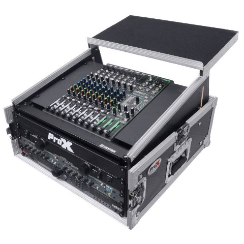 PRO X 6U - 8U Vertical Rack Mount Flight Case with 10U Top for Mixer Combo Amp Rack with Laptop Shelf