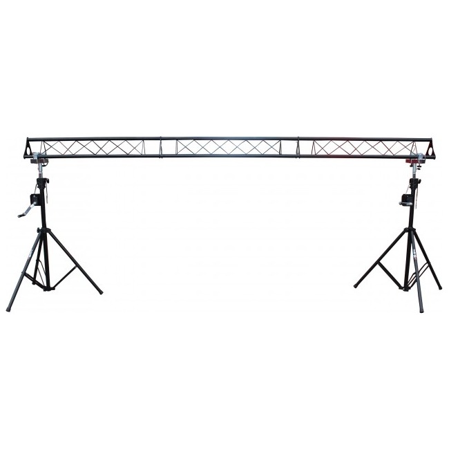 PRO X T-LS35C 10-Feet Height Adjustable Portable Crank Lighting Stand System with included 2x T-Bars Triangle Truss for 5ft 10ft 15ft Width