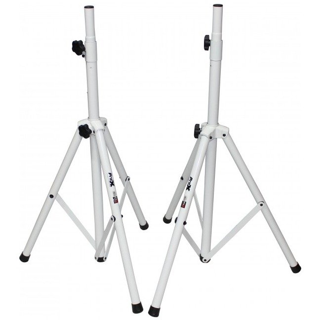 ProX T-SS28PWHITE White Heavy-Duty All Metal Speaker Tripod Stand Set of 2, 4-7 ft. (44"-84") Cloud Series - view 2