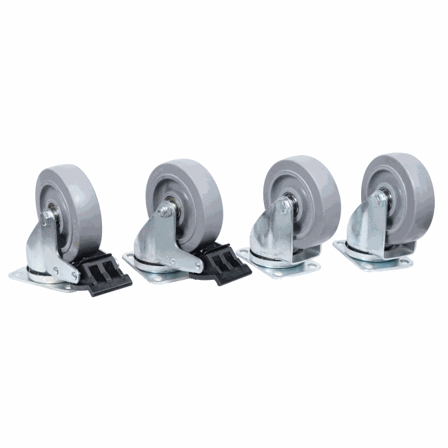 ProX X-CASTER-4-GREY Set of 4 Gray Replacement 4 inch Industrial Grade Caster Wheels Kit with Fasteners- Plate 3.75 x 2.5 in. - view 2