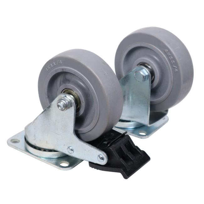 ProX X-CASTER-4-GREY Set of 4 Gray Replacement 4 inch Industrial Grade Caster Wheels Kit with Fasteners- Plate 3.75 x 2.5 in. - view 4