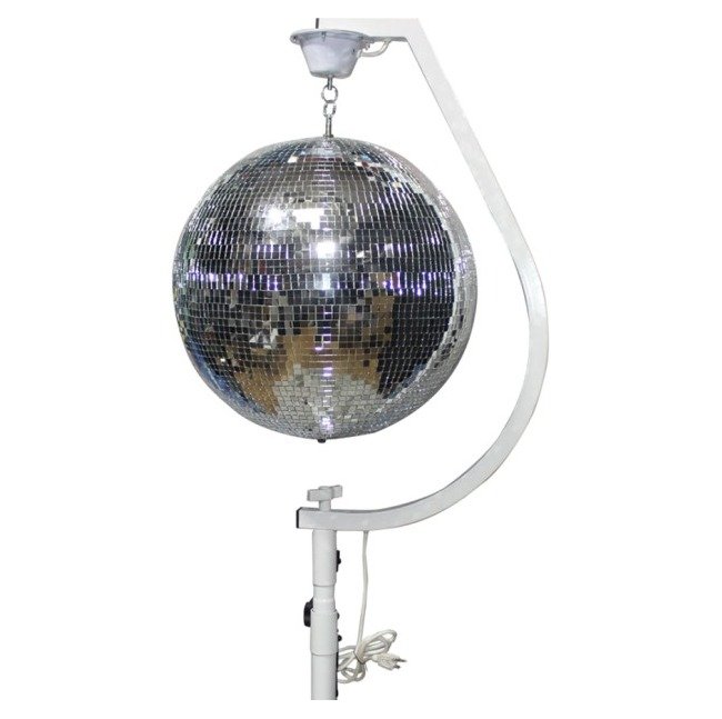 PRO X X-MB20STAND White 16-20" C Shaped Mirror Ball Free Standing Hook fits 1-3/8" 35mm pole with 1 RPM Motor
