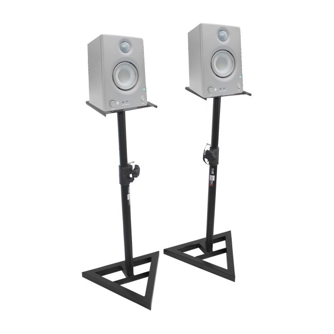 PRO X X-MS12 Pair of Studio Monitor Stands Speaker Platform Telescoping Height Adjustment W-Rubberized Platform and Wide Base