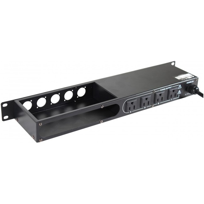 ProX X-PC4XLR-USB 4 Way Powerkon to Edison AC Power 1U Rack Mountable Power Strip 5x Punched D-Series 15A Breaker On Off LED Toggle Switches - view 3
