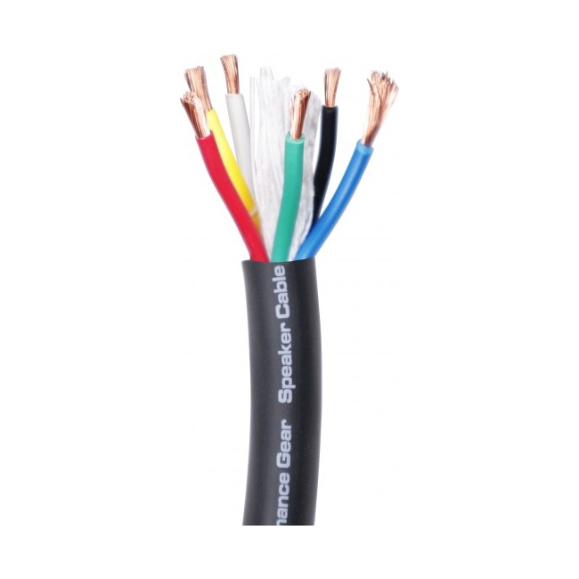 PRO X 100 Ft - 500 Ft 12 AWG 6 Conductor Hybrid Passive Speaker Wire Bulk Cable Spool Black