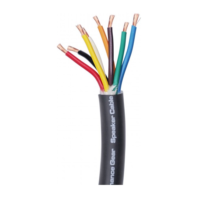 PRO X XC-812-100 100 Ft. 12 AWG 8 Conductor Hybrid Passive Speaker Cable Wire Bulk Cable Spool Black