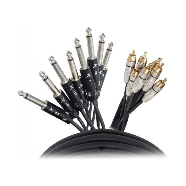 PRO X XC-8PR10 10 Ft. Unbalanced 8-Ch 1/4" TS to RCA Male Snake
