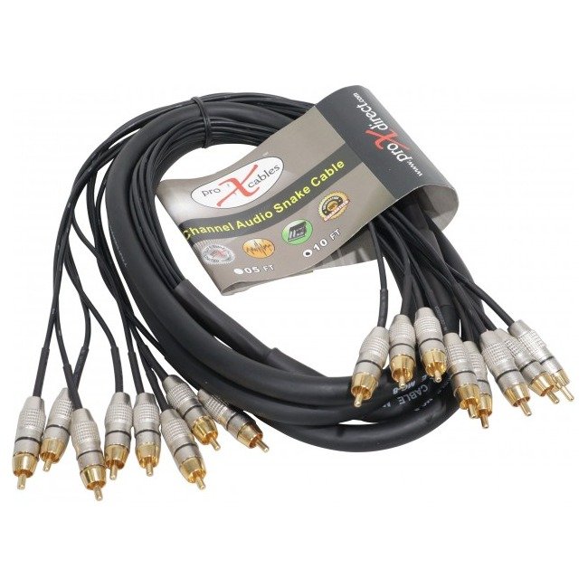 ProX XC-8RCA10 10' FT Premium 8 Channel Snake 8x RCA Male to 8x RCA Male Cable - view 2