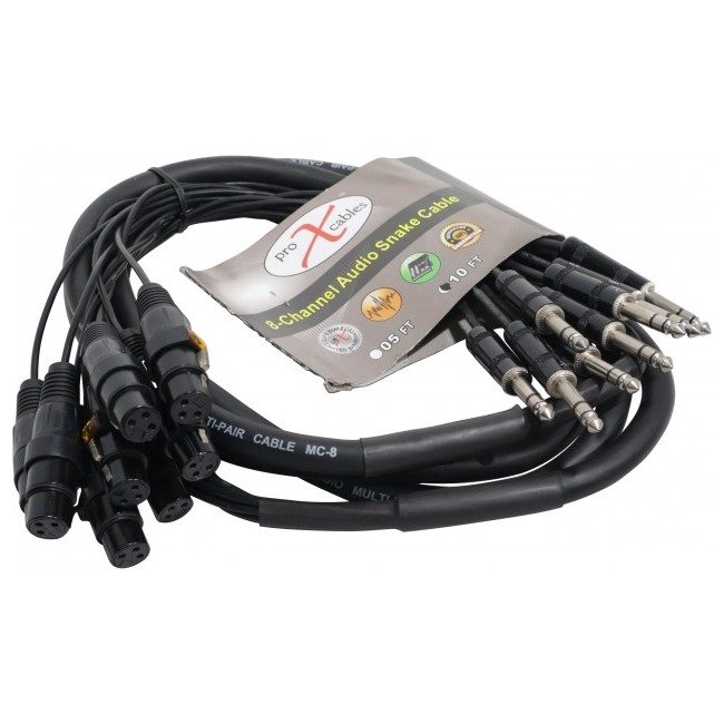 ProX XC-8SXF10 10' Ft High Performance 8-Channel Snake Cable XLR-F to 1/4" TRS Balanced Audio Cable - view 2
