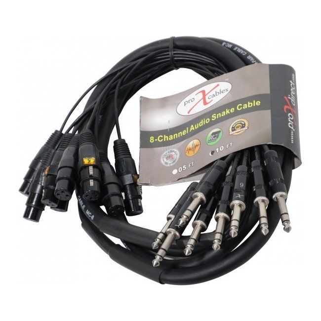ProX XC-8SXF10 10' Ft High Performance 8-Channel Snake Cable XLR-F to 1/4" TRS Balanced Audio Cable - view 4