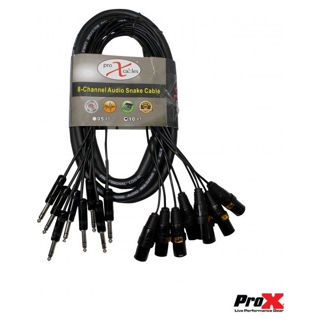 ProX XC-8SXM10 10' Ft High-Performance 8-Channel Snake Cable XLR-M TO 1/4" TRS Balanced Audio Cable - view 2