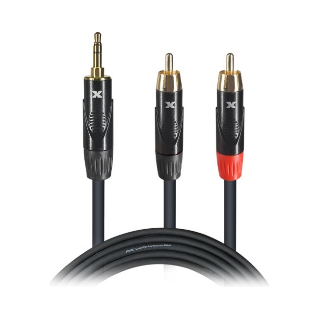 PRO X XC-CMR15 15 Ft. High Performance 35mm 18 Mini TRS to Dual RCA M Unbalanced Y Cable