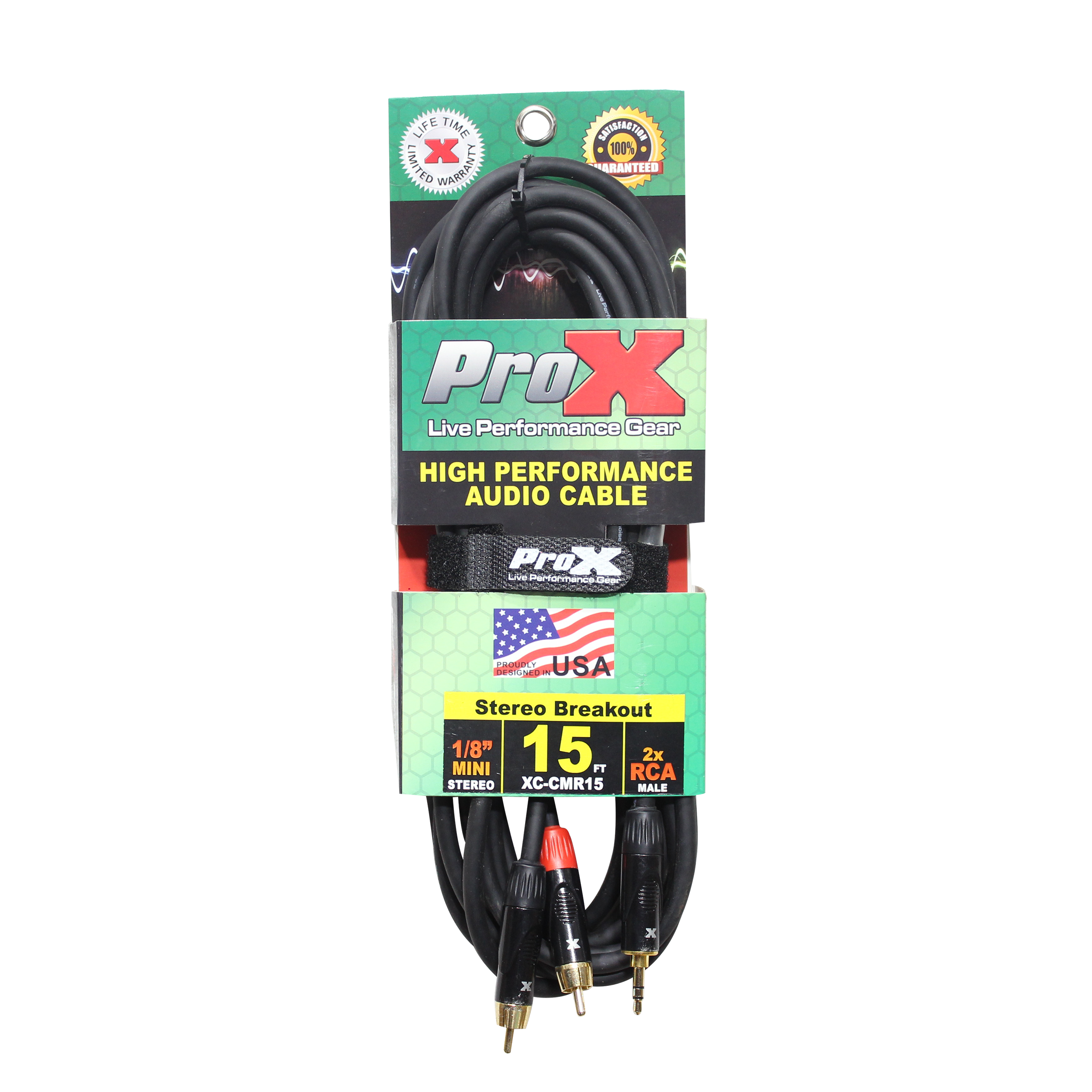 ProX XC-CMR15 15 Ft. High Performance 35mm 18 Mini TRS to Dual RCA M Unbalanced Y Cable - view 2