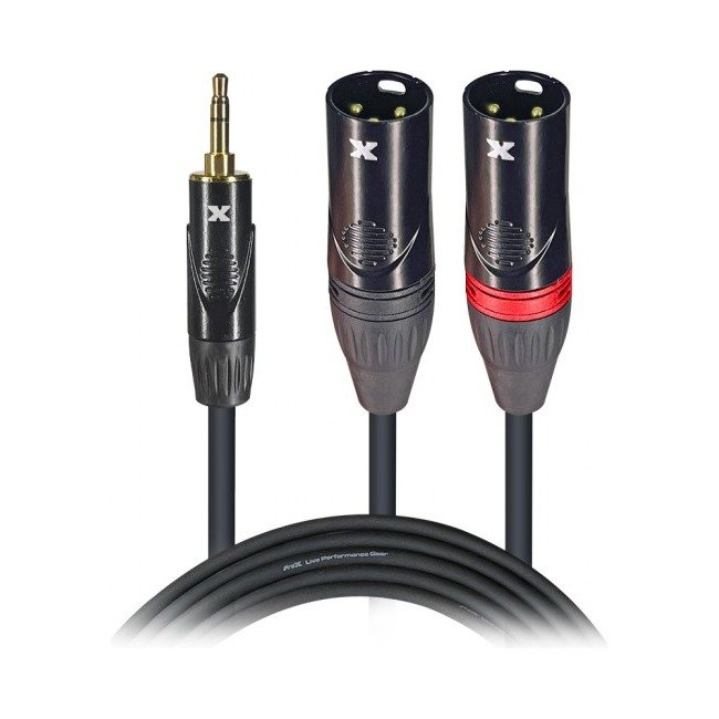PRO X XC-CMXM5 5 Ft. 3.5mm Mini TRS-M to Dual XLR3-M High Performance Audio Y Cable