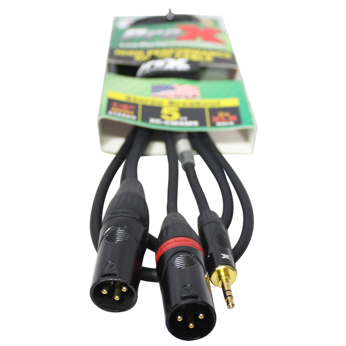 ProX XC-CMXM5 5 Ft. 3.5mm Mini TRS-M to Dual XLR3-M High Performance Audio Y Cable - view 2