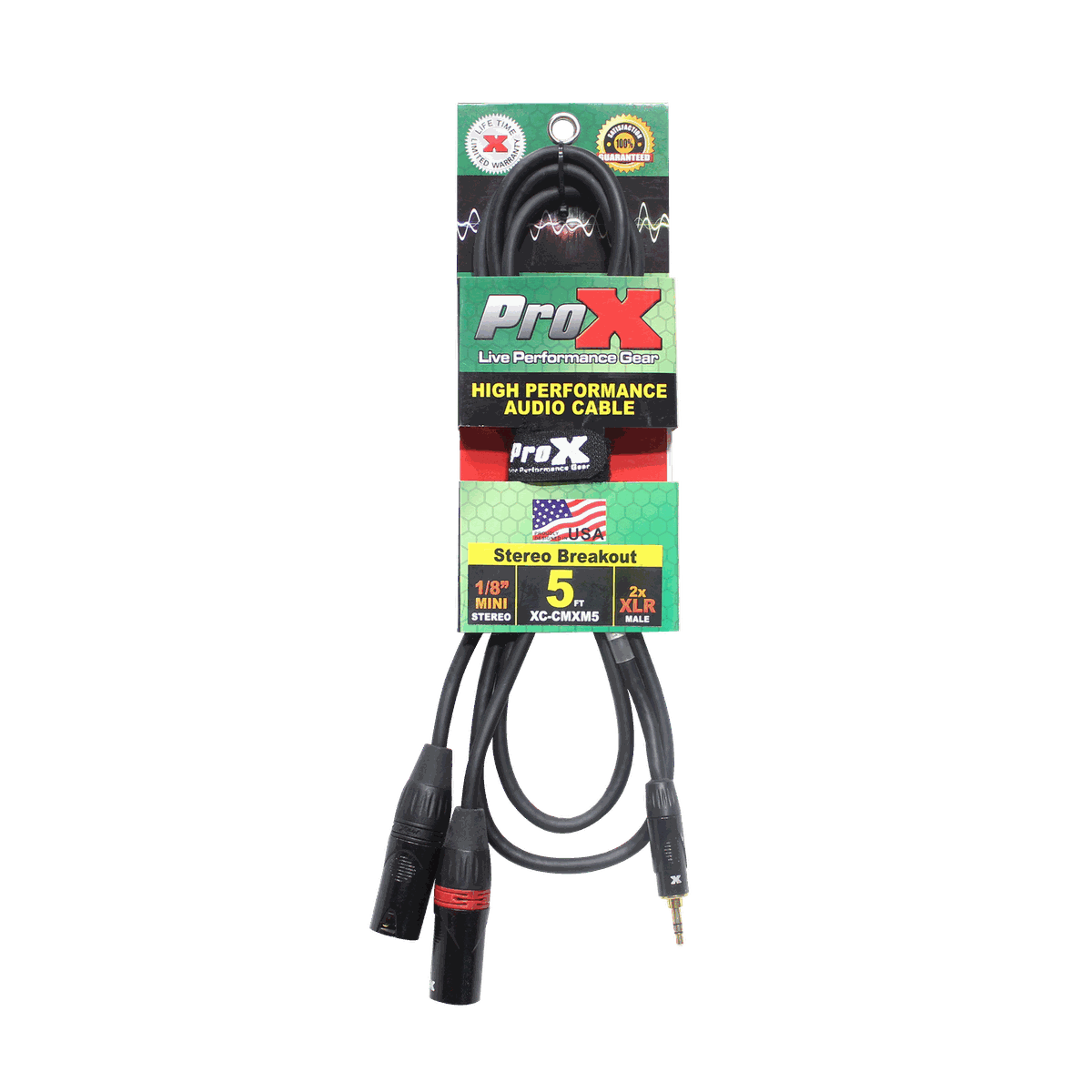 ProX XC-CMXM5 5 Ft. 3.5mm Mini TRS-M to Dual XLR3-M High Performance Audio Y Cable - view 3