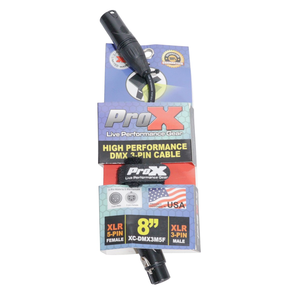 ProX XC-DMX3M5F 6" DMX Male 3-Pin to DMX Female 5-Pin Coupler Patch Cable - view 2