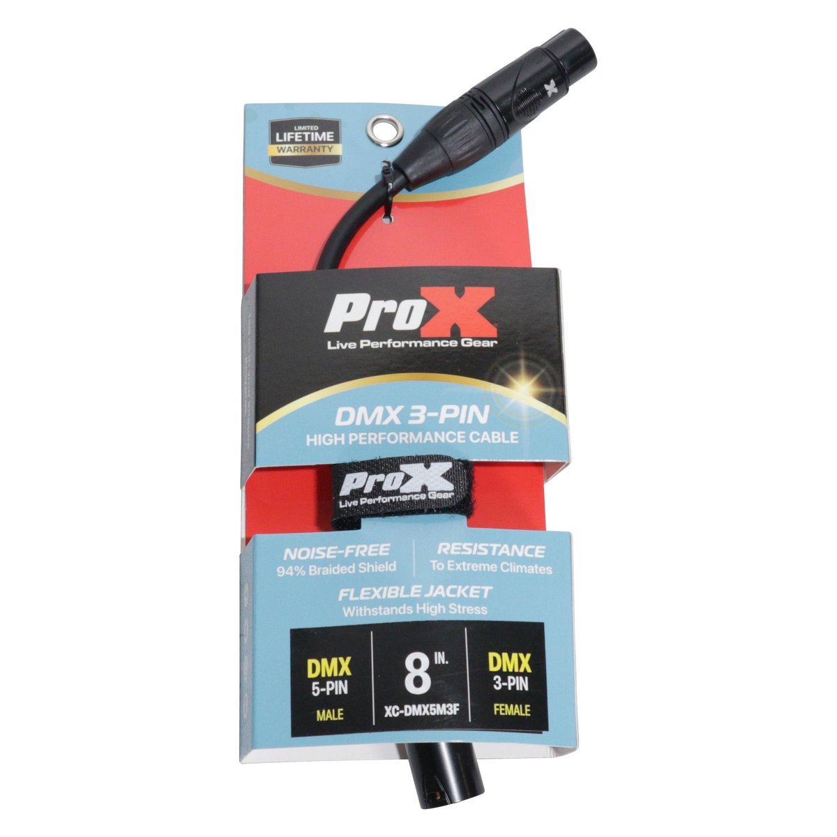 ProX XC-DMX5M3F 6" DMX Male 5-Pin to DMX Female 3-Pin Coupler Patch Cable - view 2
