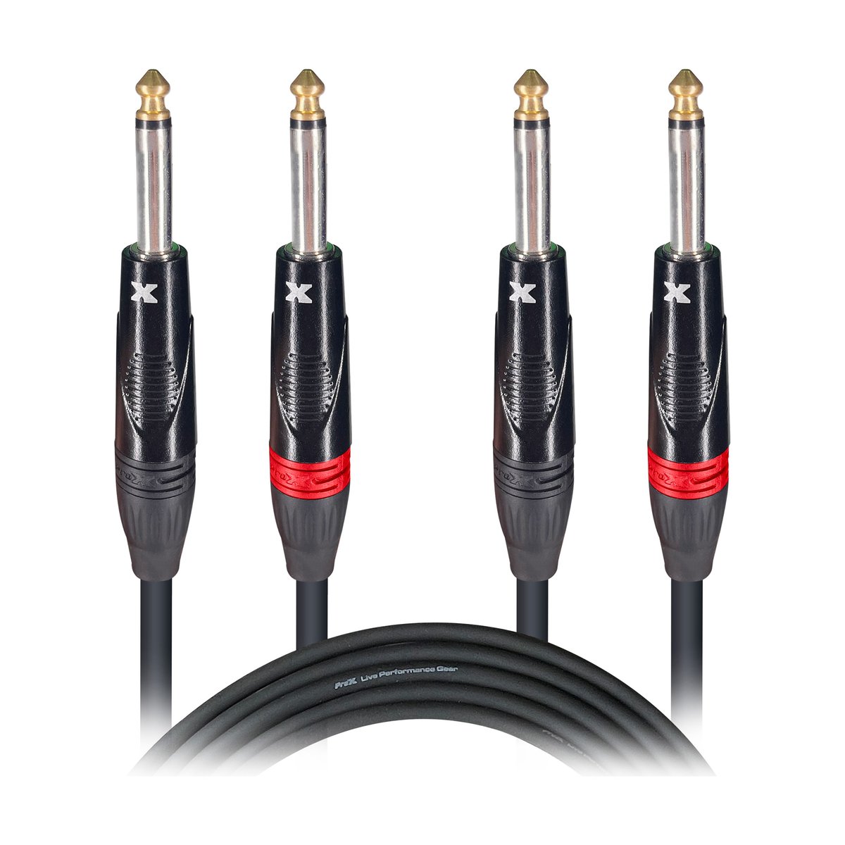 PRO X XC-DP03 3' Ft. High Performance 1/4" TS Male to Dual 1/4" TS Male Unbalanced Audio Cable