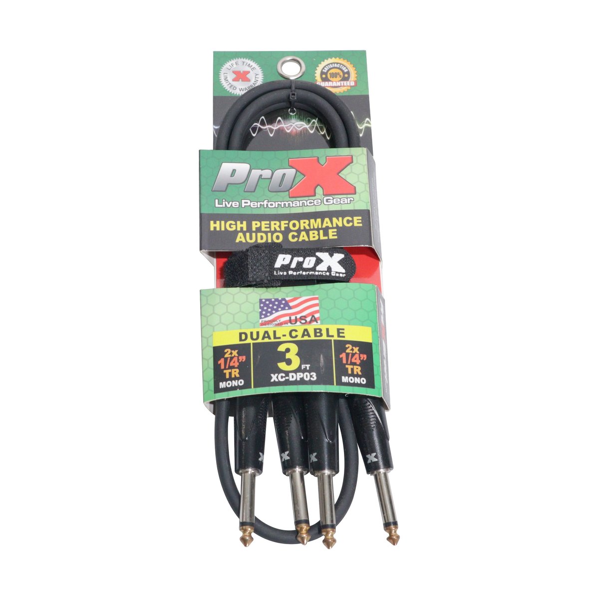 ProX XC-DP03 3' Ft. High Performance 1/4" TS Male to Dual 1/4" TS Male Unbalanced Audio Cable - view 2
