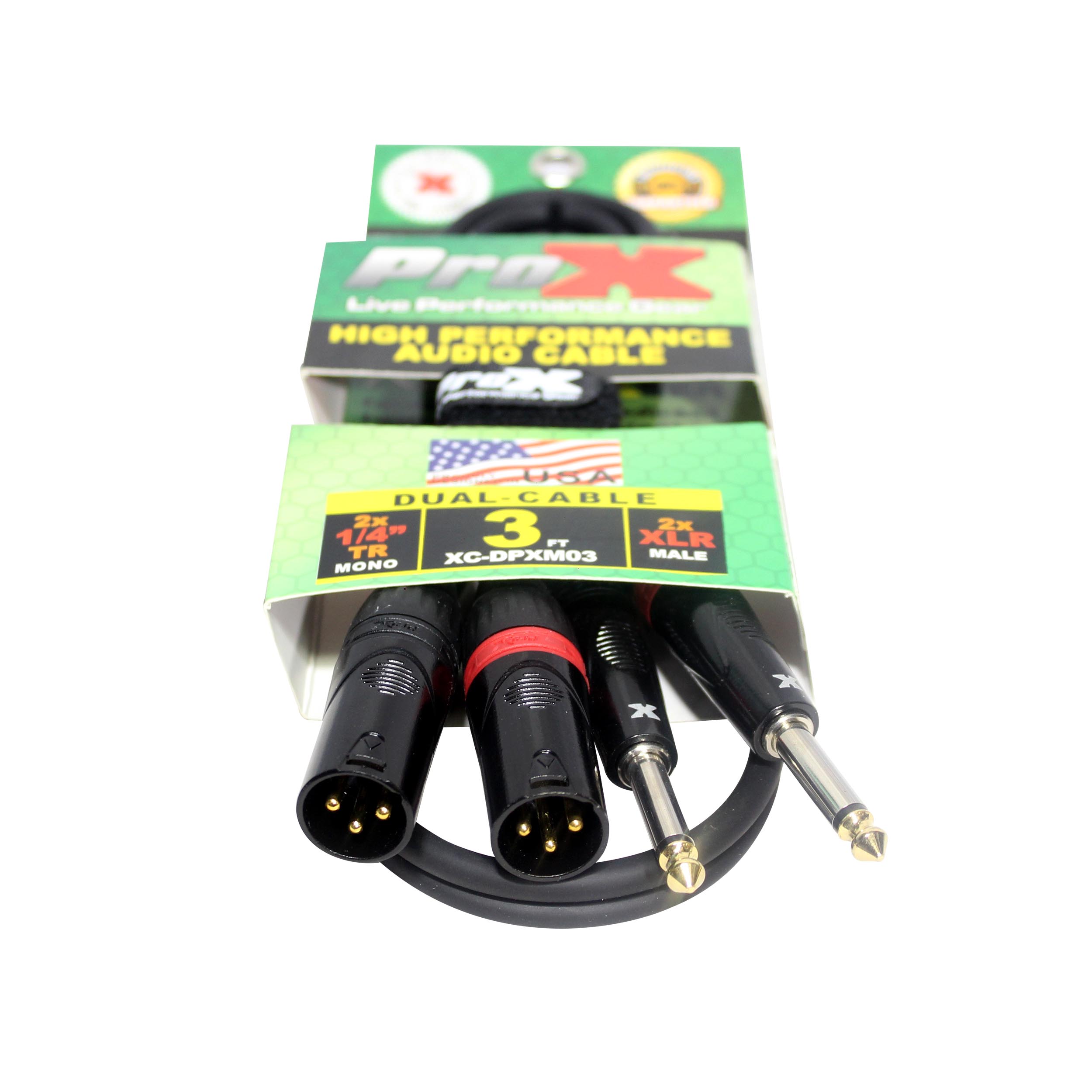 ProX XC-DPXM03 3 Ft. High Performance 1/4" TS Male to Dual XLR Male Unbalanced Audio Cable - view 2