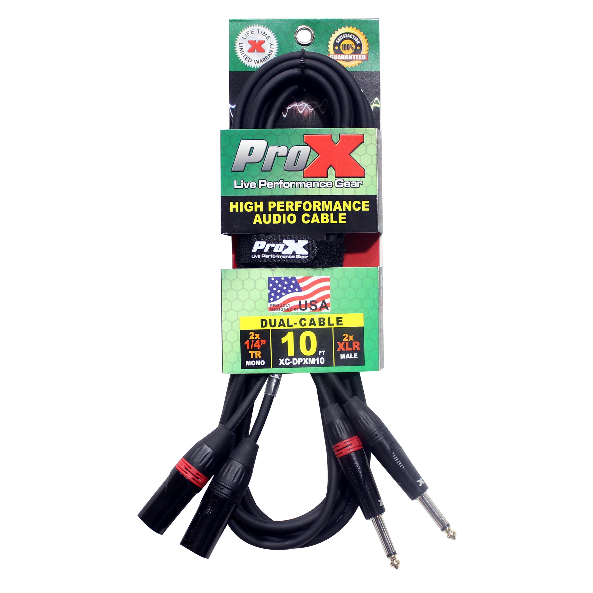 ProX XC-DPXM10 10 Ft. High Performance Dual 1/4" TS Male to Dual XLR Male Unbalanced Audio Cable - view 3