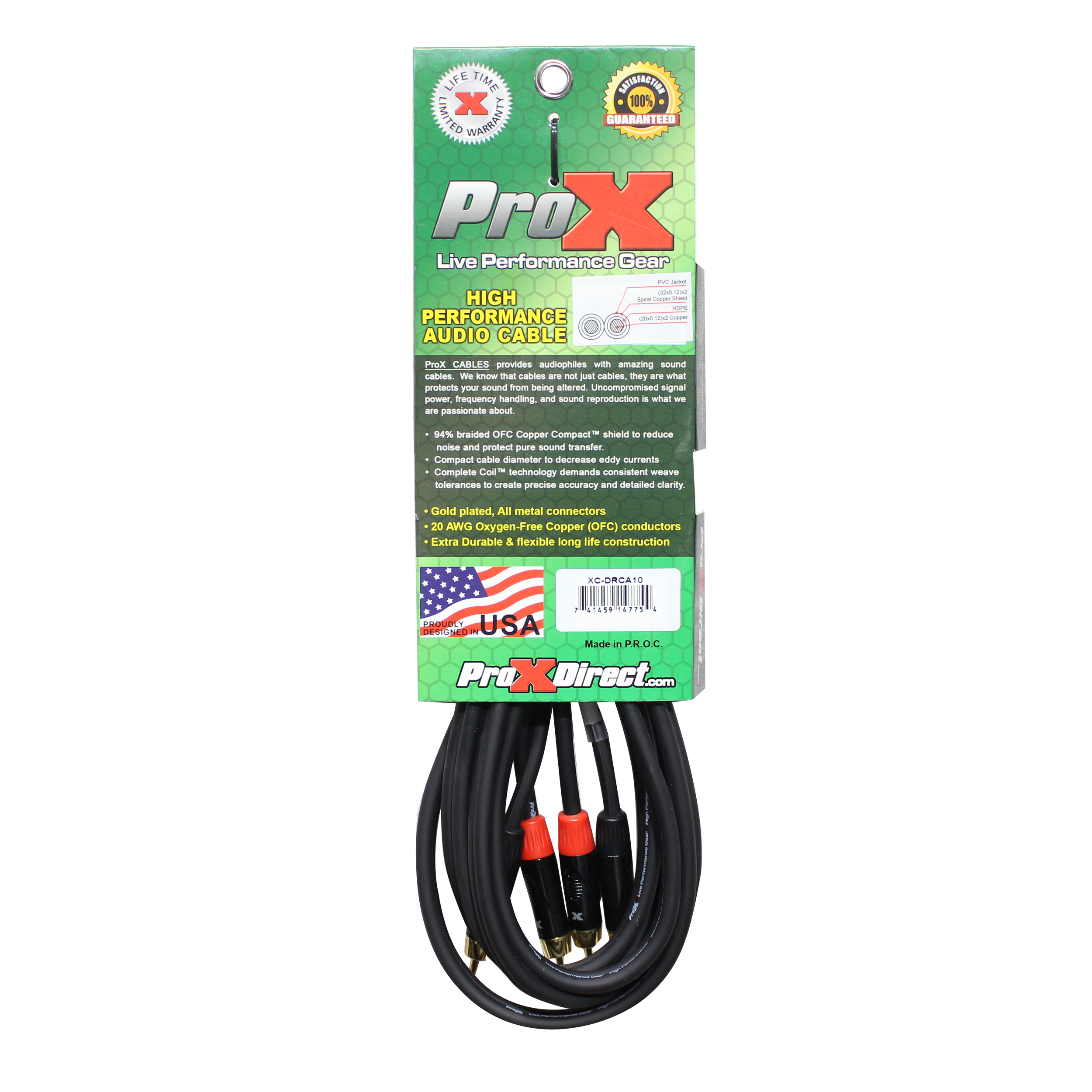 ProX XC-DRCA10 10 Ft. High Performance RCA Male to RCA Male Balanced Audio Cable - view 3