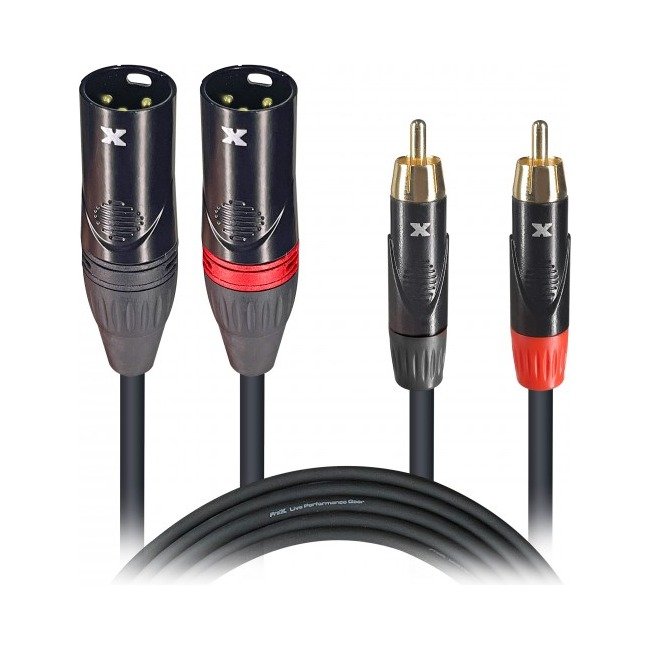 PRO X XC-DRXM03 3' Ft. Premium Dual XLR to Dual RCA Audio Cable