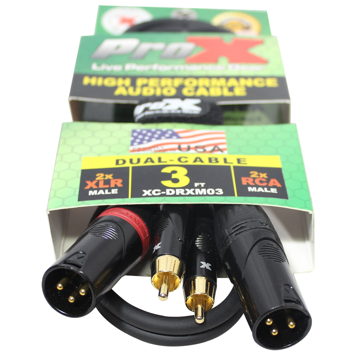 ProX XC-DRXM03 3' Ft. Premium Dual XLR to Dual RCA Audio Cable - view 2