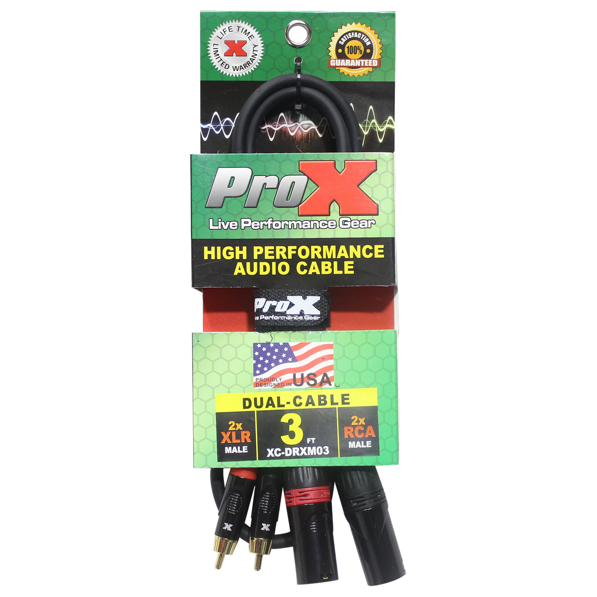 ProX XC-DRXM03 3' Ft. Premium Dual XLR to Dual RCA Audio Cable - view 3