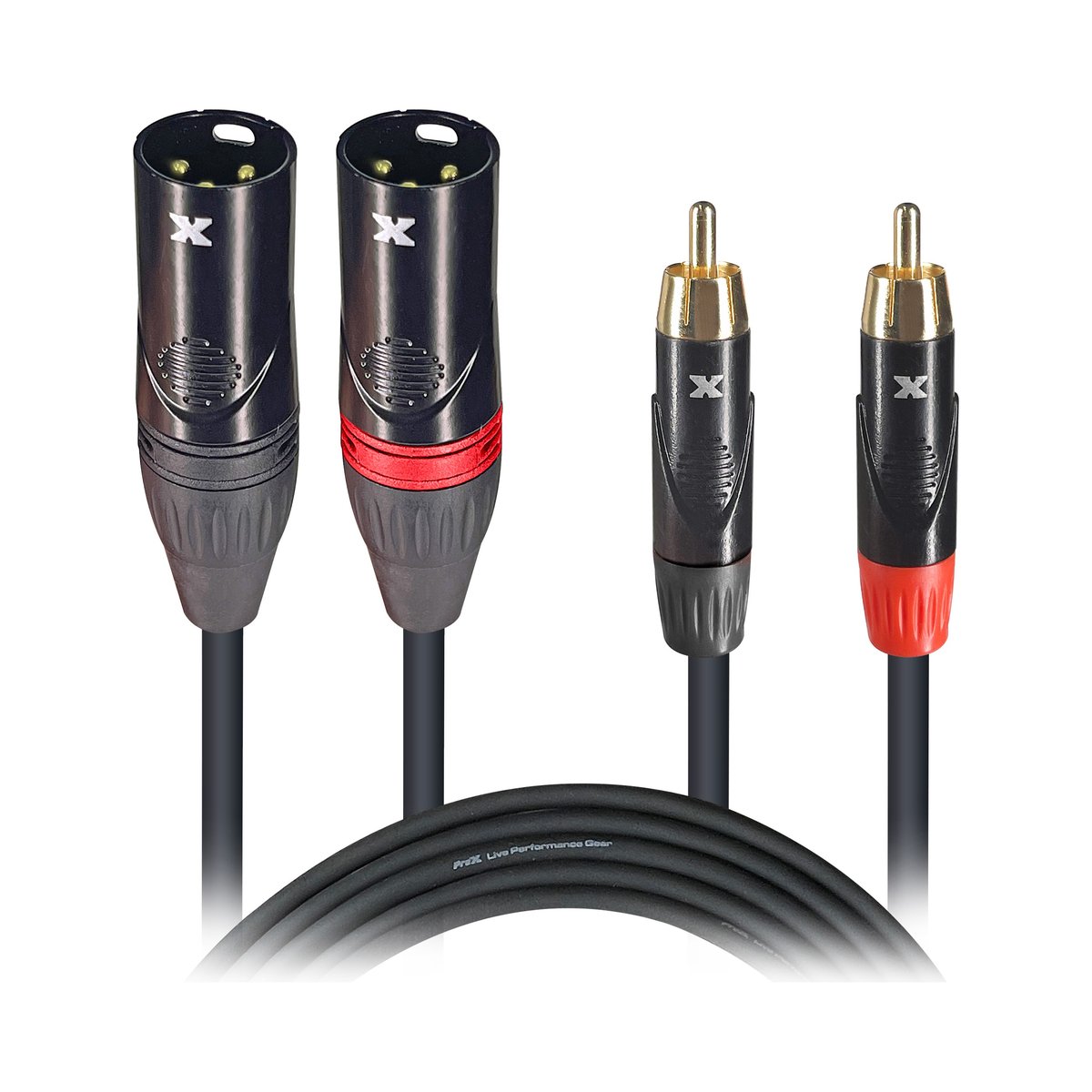 PRO X XC-DRXM05 5 Ft. Unbalanced Dual RCA-M to Dual XLR3-M High Performance Audio Cable