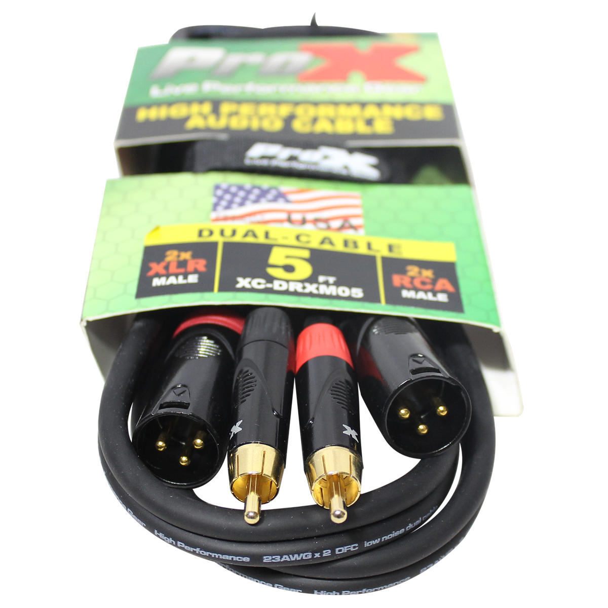 ProX XC-DRXM05 5 Ft. Unbalanced Dual RCA-M to Dual XLR3-M High Performance Audio Cable - view 2
