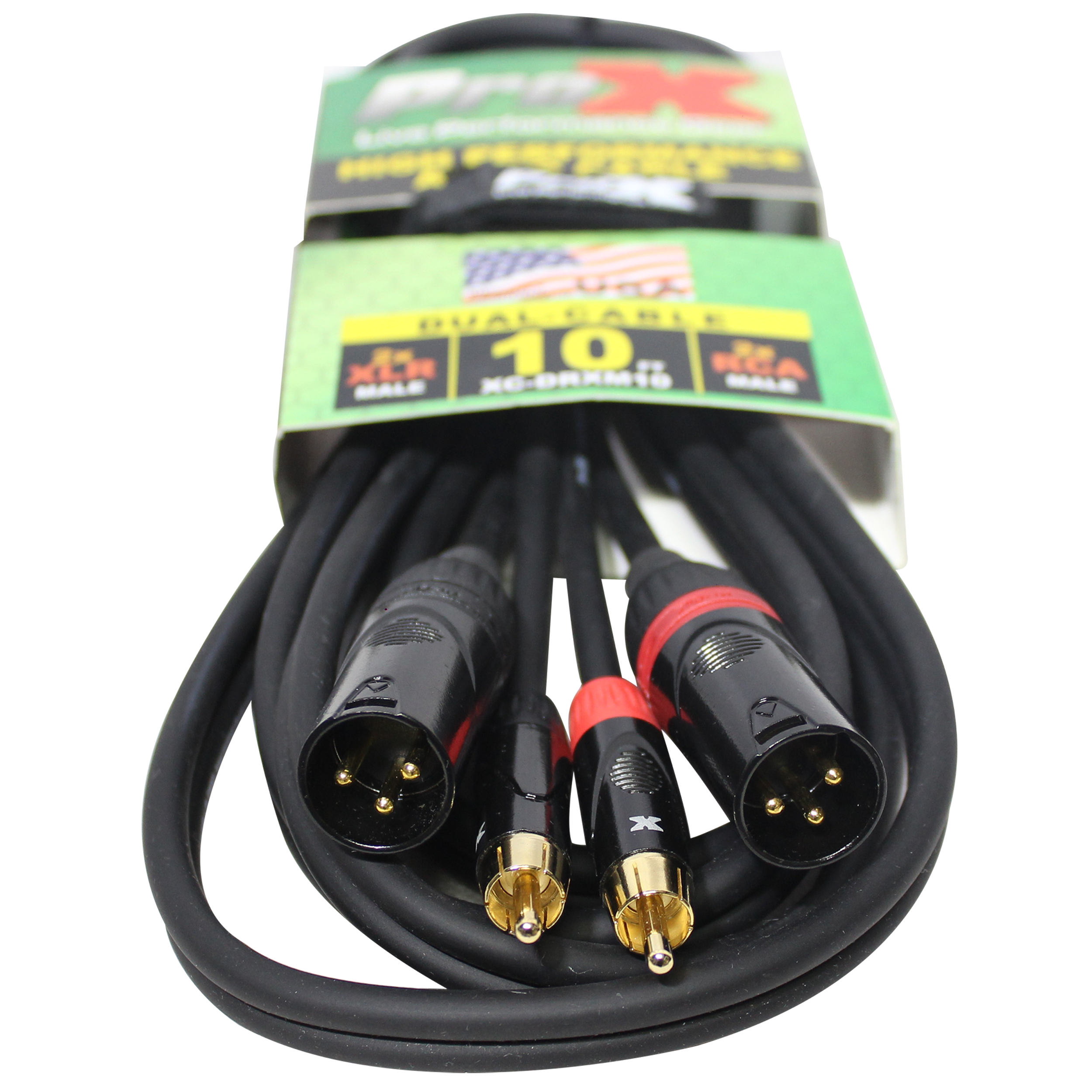 ProX XC-DRXM10 10 Ft. Unbalanced Dual RCA M to Dual XLR3 M High Performance Audio Cable - view 2