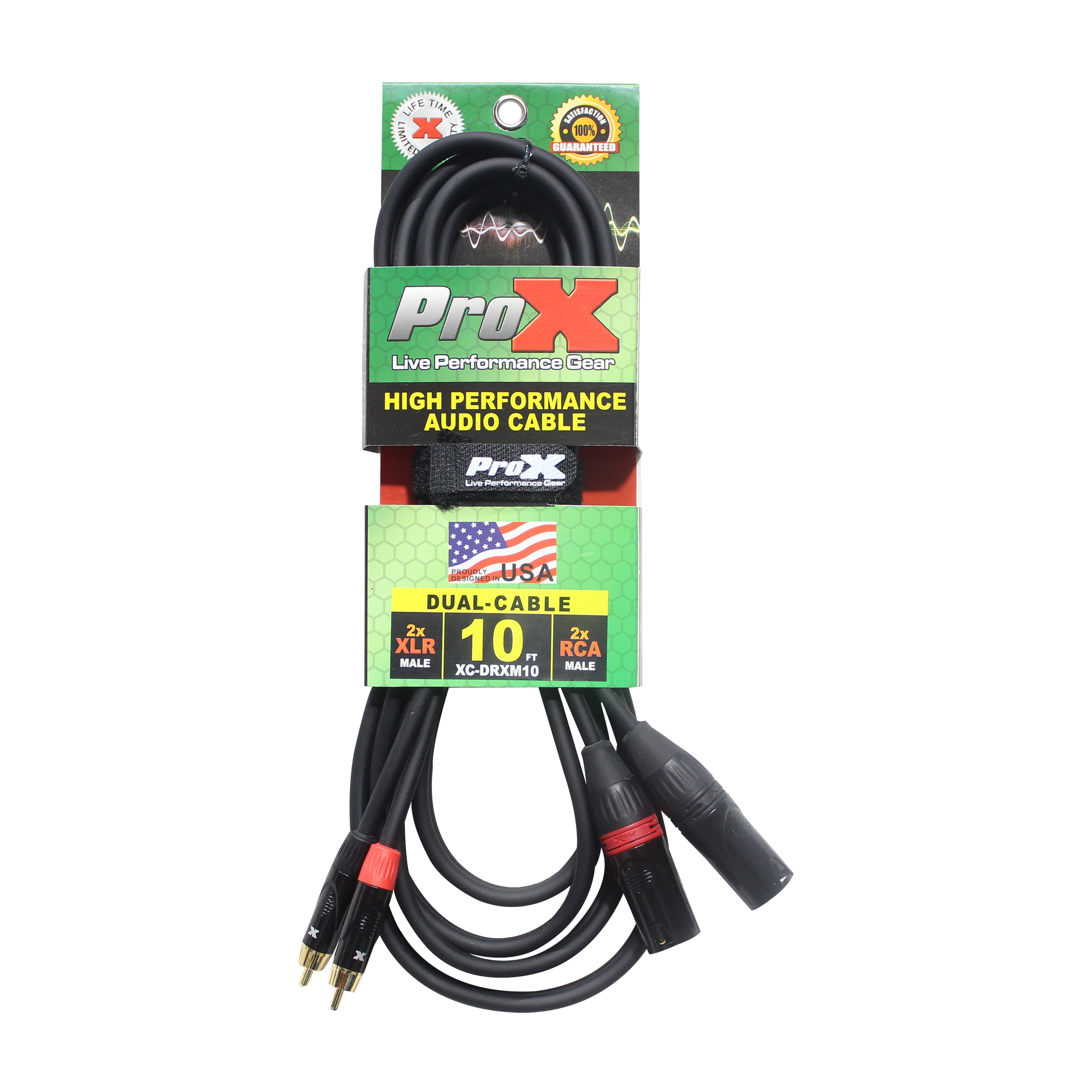 ProX XC-DRXM10 10 Ft. Unbalanced Dual RCA M to Dual XLR3 M High Performance Audio Cable - view 3