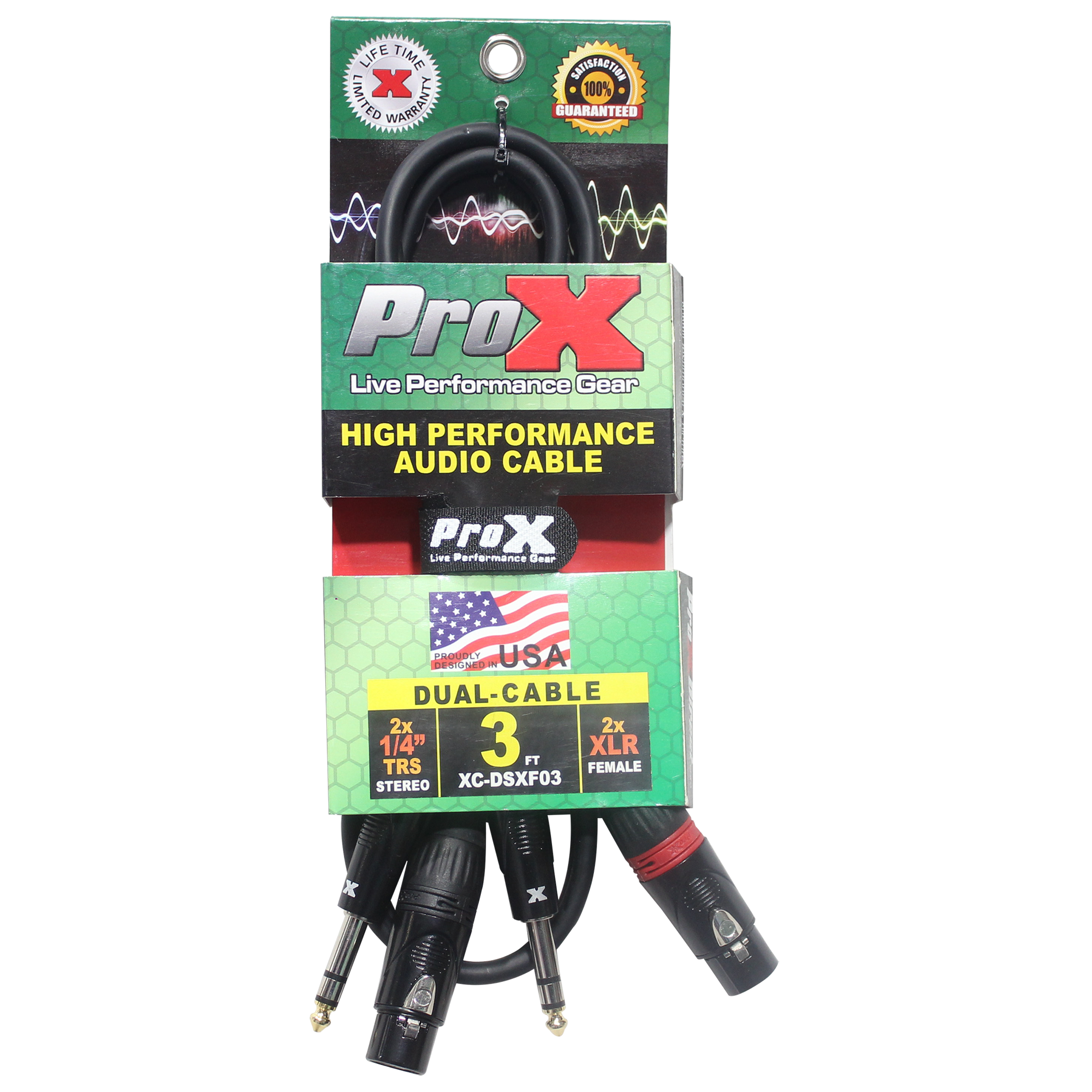 ProX XC-DSXF03 3 Ft. - 10 Ft. Balanced Dual 1/4" TRS M to Dual XLR3 F High Performance Audio Cable - view 3