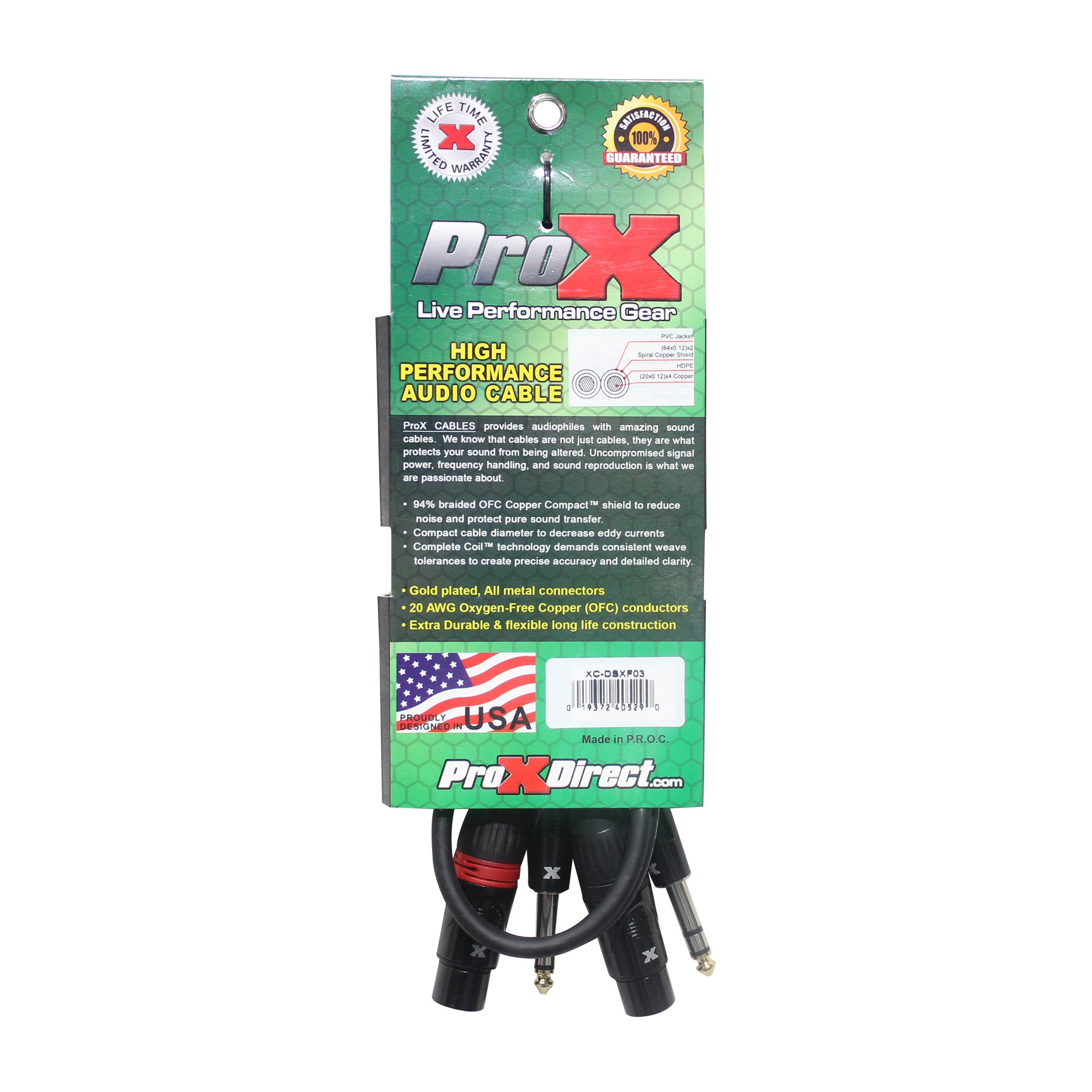 ProX XC-DSXF03 3 Ft. - 10 Ft. Balanced Dual 1/4" TRS M to Dual XLR3 F High Performance Audio Cable - view 4