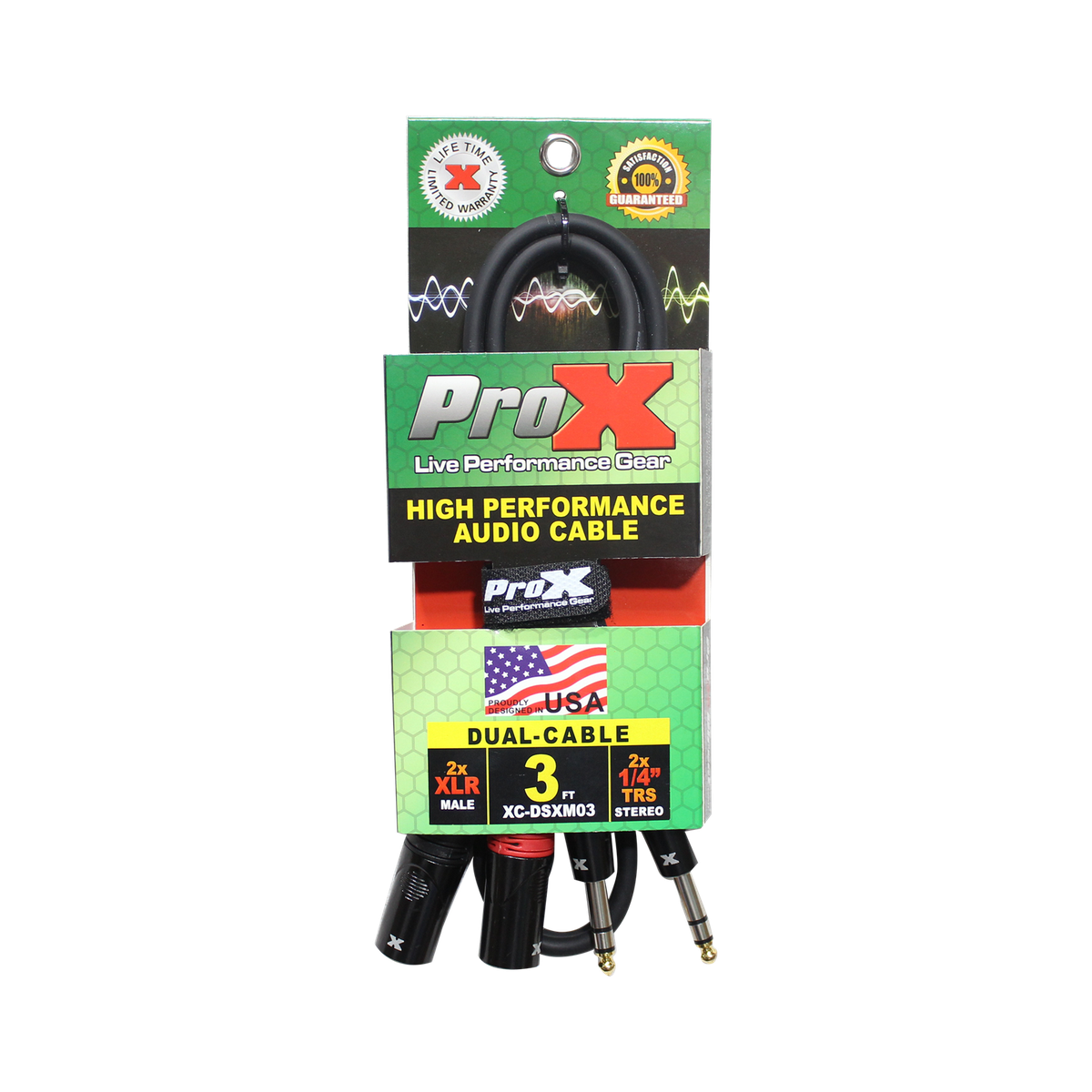 ProX XC-DSXM03 3 Ft. Balanced Dual 1/4" TRS-M to Dual XLR3-M High Performance Audio Cable - view 3
