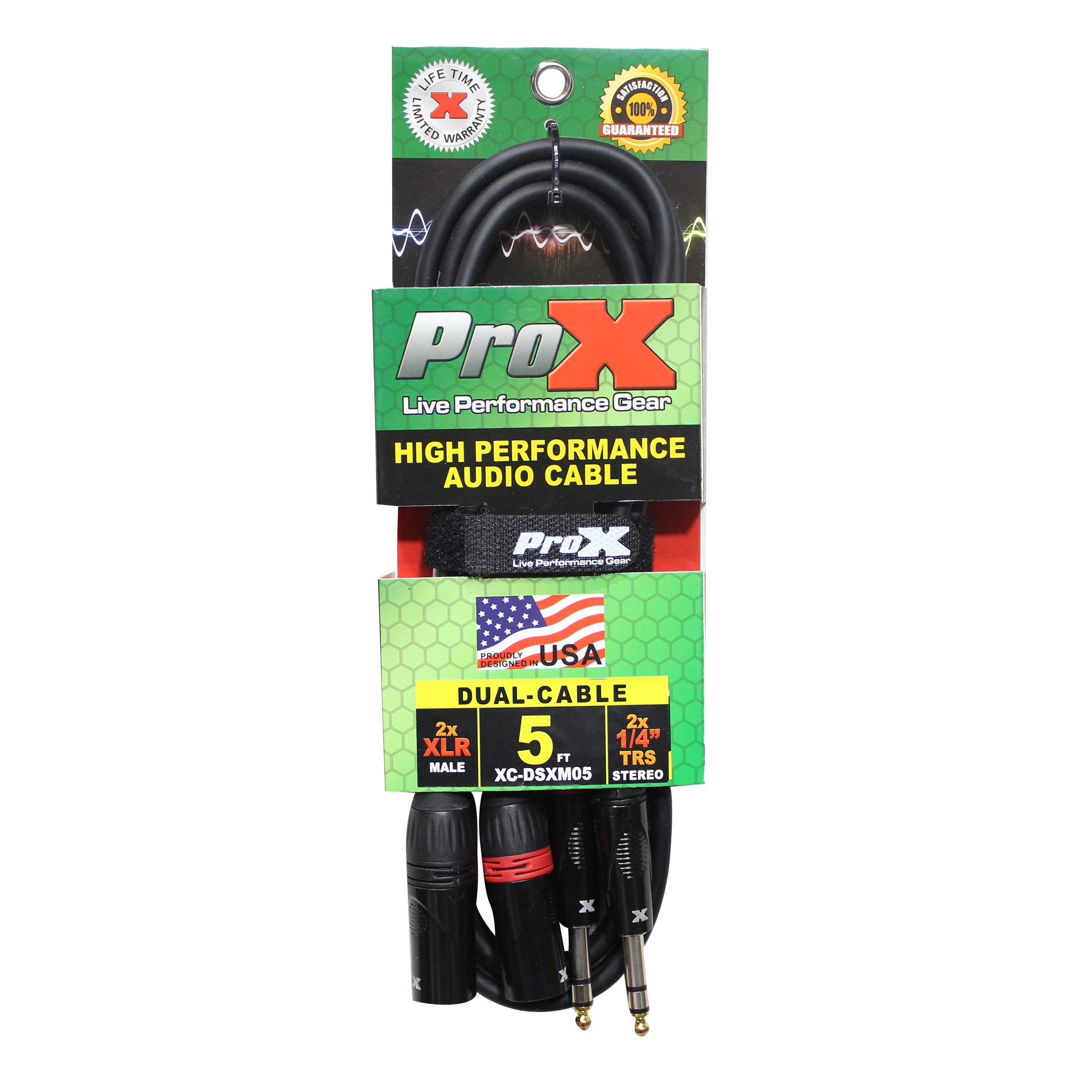 ProX XC-DSXM05 5 Ft. Balanced Dual 1/4" TRS M to Dual XLR3 M High Performance Audio Cable - view 2