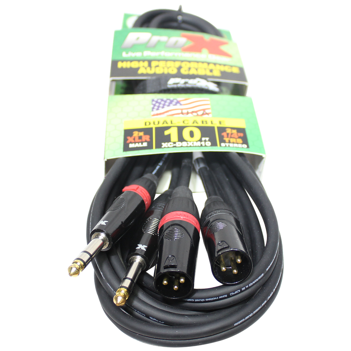 ProX XC-DSXM10 10 Ft. Balanced Dual 1/4" TRS-M to Dual XLR3-M High Performance Audio Cable - view 2