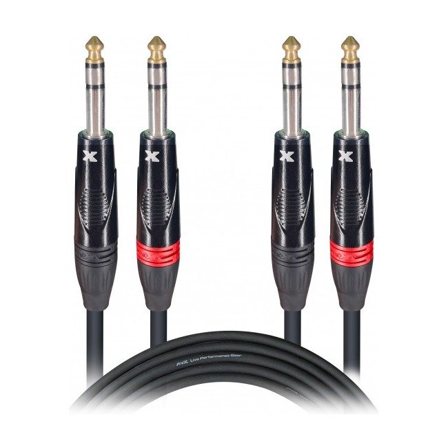 PRO X XC-DTRS10 10 Ft. Balanced Dual 1/4" TRS M to Dual 1/4" TRS M High Performance Audio Cable