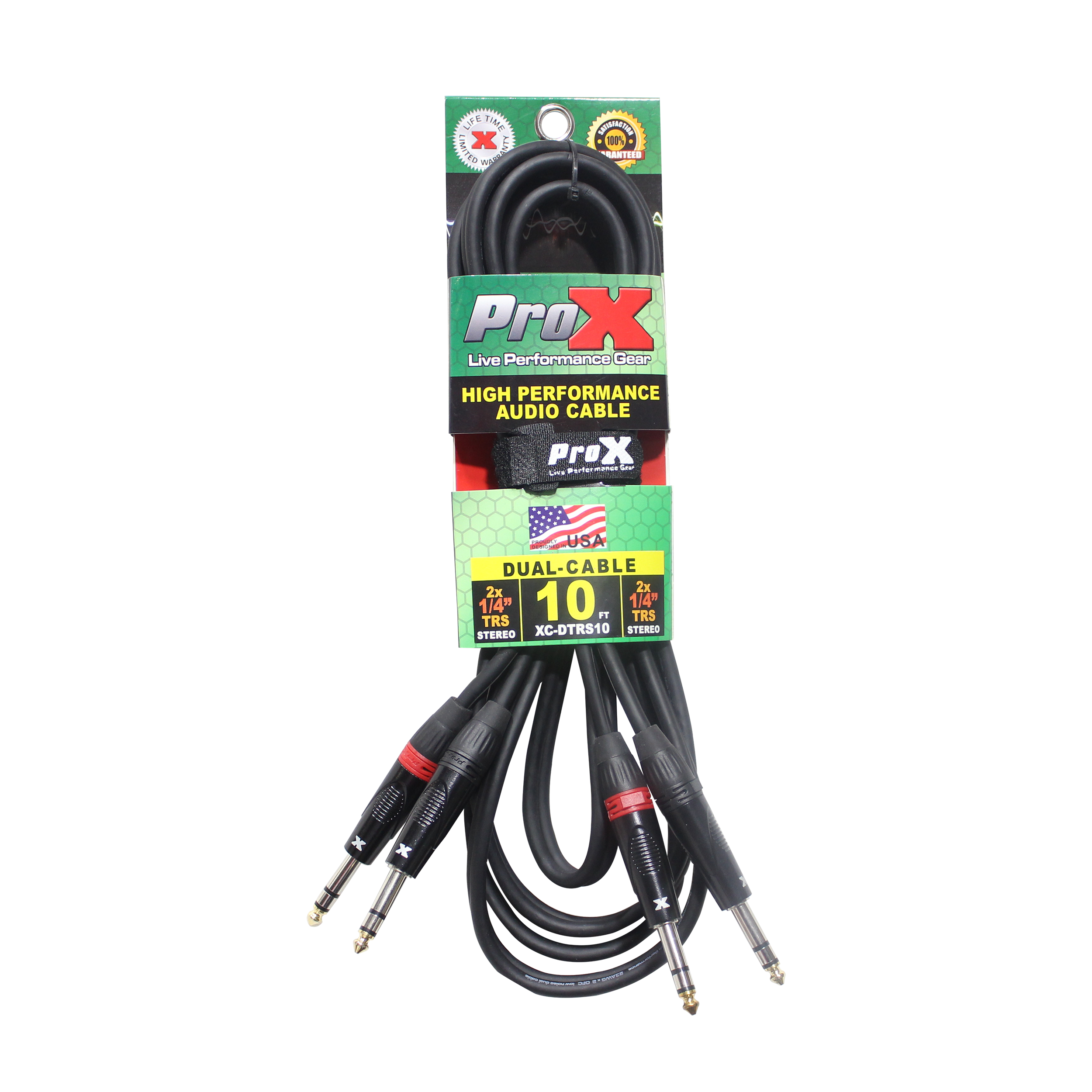 ProX XC-DTRS10 10 Ft. Balanced Dual 1/4" TRS M to Dual 1/4" TRS M High Performance Audio Cable - view 2