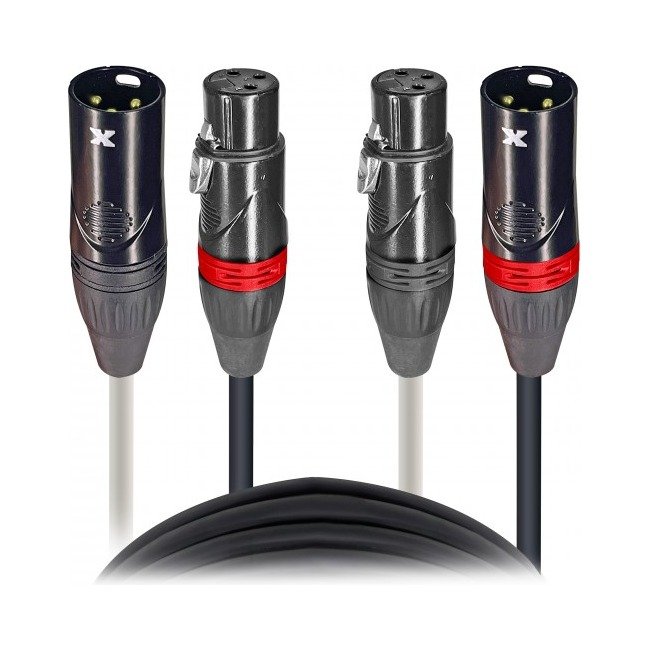 PRO X 10 Ft. Balanced Dual XLR M to Dual XLR F High Performance Audio Cable