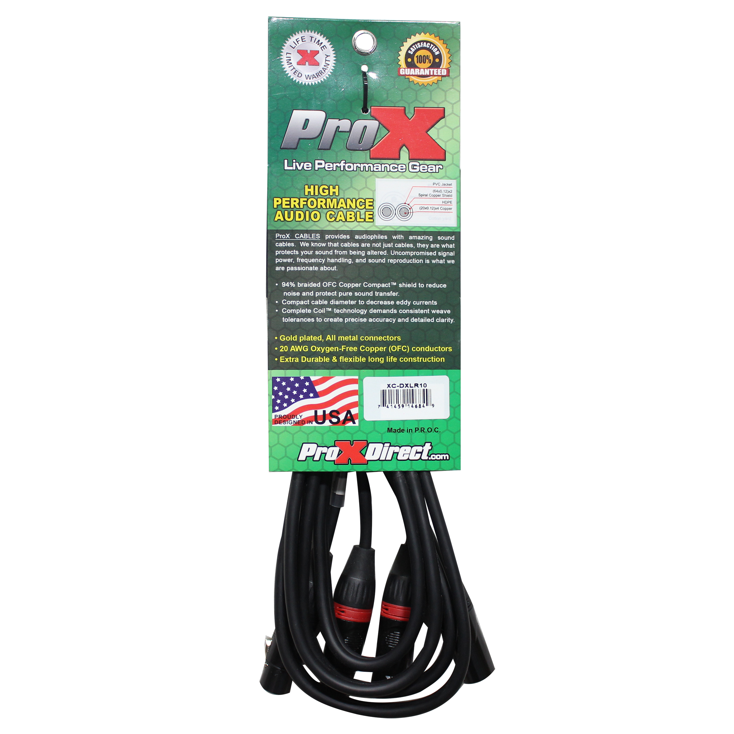 ProX 10 Ft. Balanced Dual XLR M to Dual XLR F High Performance Audio Cable - view 4
