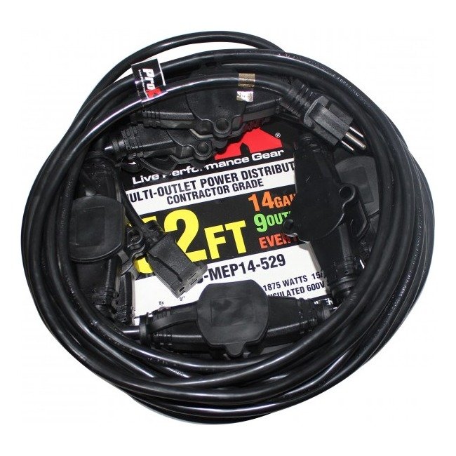 ProX XC-MEP14-529MK2 52' Ft. Male NEMA 120VAC to 9-Outet Female Edison 14/3AWG Power Extension Cable - view 4