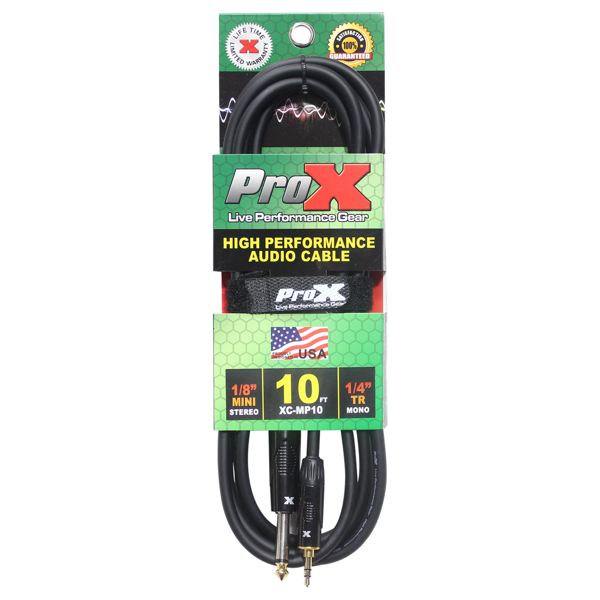 ProX XC-MP10 10 Ft. Unbalanced TRS-M Mini 1/8" to TS-M High Performance Audio Cable - view 2