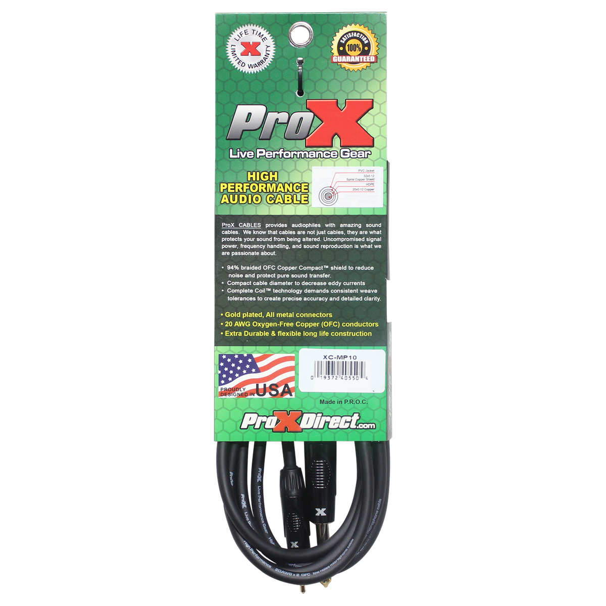 ProX XC-MP10 10 Ft. Unbalanced TRS-M Mini 1/8" to TS-M High Performance Audio Cable - view 3