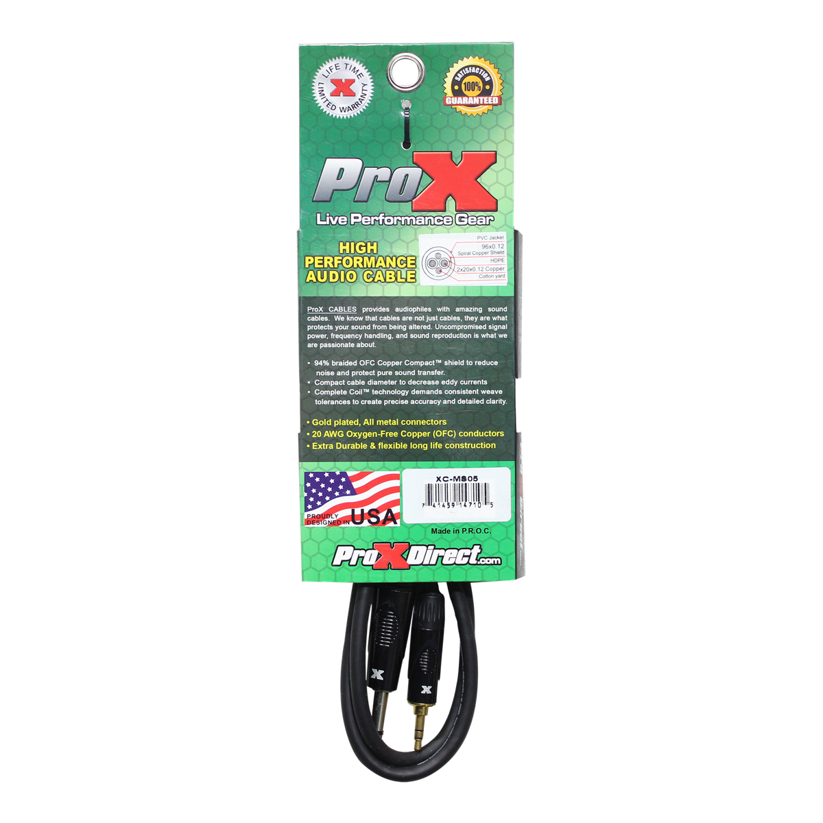 ProX XC-MS05 5 Ft. Balanced TRS-M Mini 1/8" to TRS-M High Performance Audio Cable - view 3